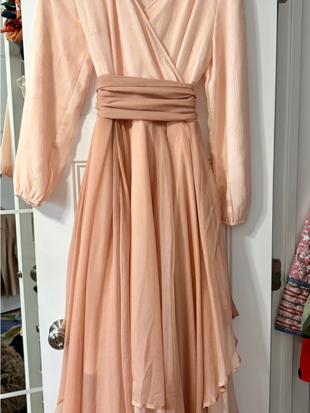 Ivy City Co Wanderlust Peach Blush Long Sleeve Layered Cottage Core Dress - Picture 3 of 6